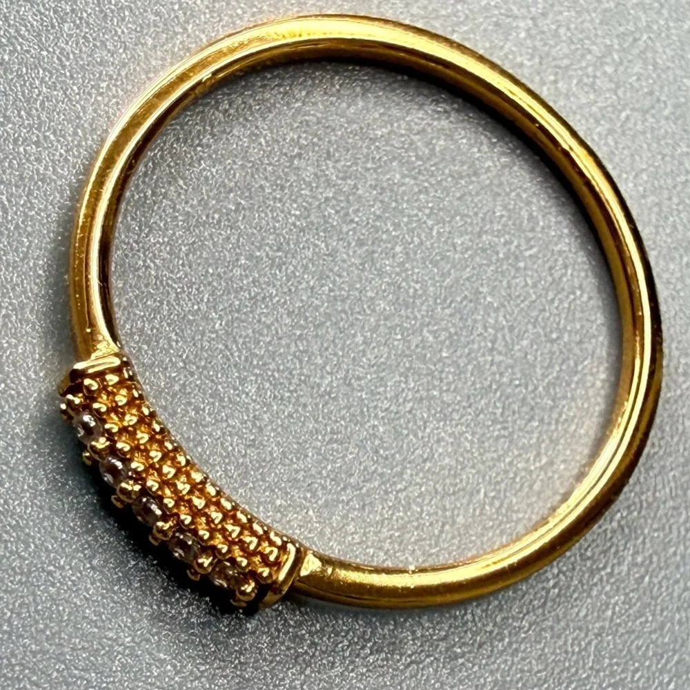 Elegant 14k Gold Vermeil Ring with Crystal Accents Dainty Stackable Ring
